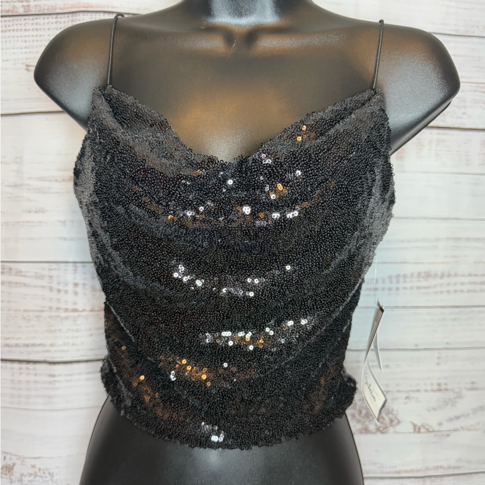 Black Alex & Sophia Sequin Crop